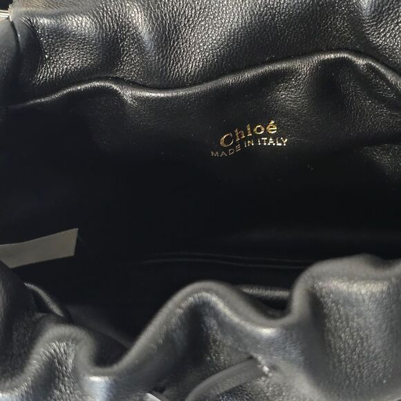 Chloe Arlene Black Lambskin Leather Drawstring Bracelet/Chain Hand/Shoulder Bag - Picture 8 of 12
